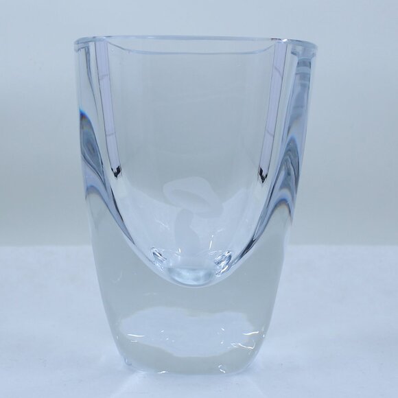 Small Heavy Glass or Crystal Vase with Etched Mushroom - Picture 1 of 12